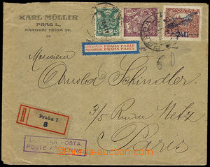 32408 - 1921 1921 R+airmail letter to Paris with Pof.L2 (zk.Gilbert)