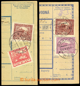 32544 - 1920 ČSR I. partie 20ks ústřižků frankovaných větši