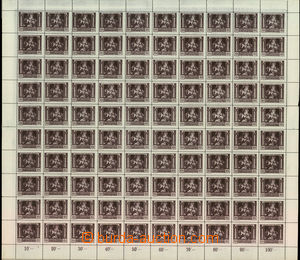 32585 - 1919 Pof.31Ba, complete. 100-stamps sheet with plate number