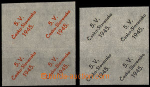 32601 - 1945 Rychnov nad Kněžnou, 2x trial overprint in blocks of