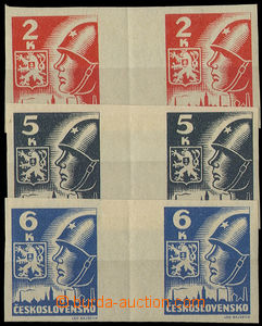 32606 - 1945 Pof.354-6Mv, Košice-issue horiz. gutter 2-stamps, fol