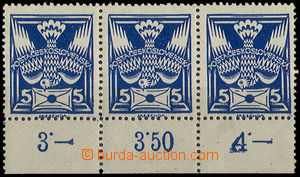 32713 - 1920 Pof.143A, the bottom horizontal strip of 3 with control