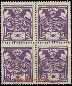32724 - 1920 Pof.144A, block of four with stmp T II. and retouch let