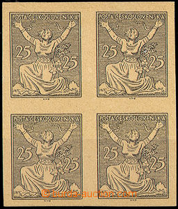 32797 - 1920 Pof.152ZT, black print as blk-of-4 on brownish paper, n