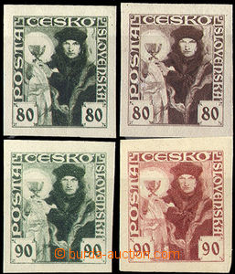 32804 - 1920 Pof.162ZT and 163ZT, 4x trial print, various color, pap