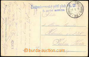 32918 - 1919 postcard sent through/over Czechoslovak field post 22/