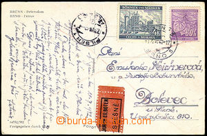 32954 - 1942 special delivery picture postcard franked by Pof.37, 54