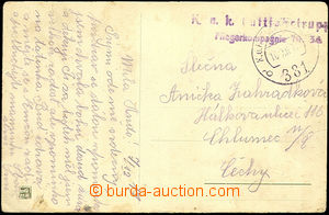33187 - 1917 postcard with violet 2-lines postmark K.u.K.. Luftfahrt