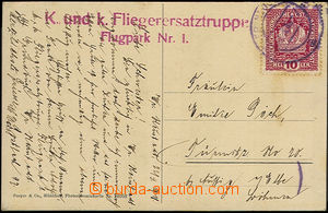 33333 - 1918 franked postcard with 2-lines violet postmark K. u. to.