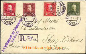 33375 - 1917 Reg letter from Albania to Prague, two-sided with FP Mi
