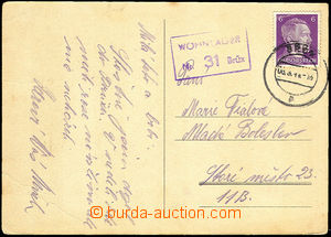 33395 - 1944 postcard with postal agency pmk WONHLAGER No. 31 Brüx