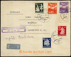 33585 - 1943 air-mail letter sent by first flight Bratislava - Preš