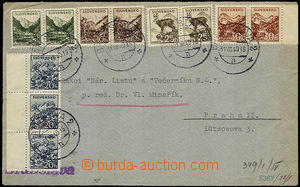 33586 - 1940 letter to Bohemia-Moravia, franked stamps set Tatra (Al