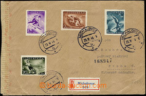 33587 - 1944 Reg letter to Bohemia-Moravia, franked with. stamps Šp