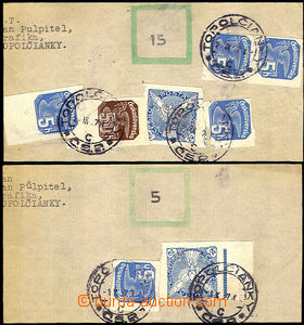 33684 - 1937 2 cut-squares from address plates franked mixed newspap