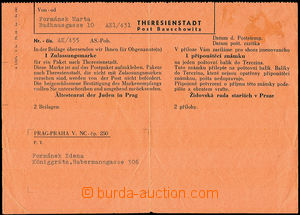 33685 - 1944 CC Terezín original form for Terezin package stamp sen
