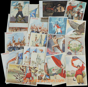 33721 - 1914/48 SOKOL - postcard, selection 24 pcs of Ppc, mostly fe
