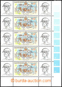 33756 - 2003 Zsf.316 Day of Stamp, vertical strip of 5 from right bo