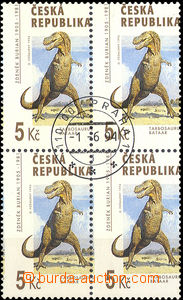 33779 - 1994 Pof.44, Prehistoric Dinosaurs, block of four with shift