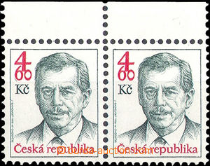 33782 - 1998 Pof.168 Havel, horizontal pair with upper margin and in