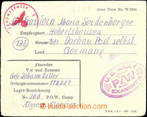 33897 - 1944 card German prisoner of war to Germany from POW camp i