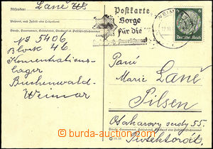 33910 - 1939 C.C. BUCHENWALD franked with. card from Czech prisoner