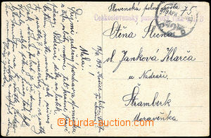 33929 - 1919 straight line postmark Czechoslovak armoured train č.I
