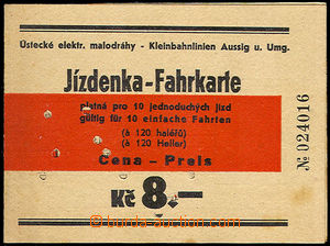 33973 - 1930? Jízdenka - Fahrkarte Ústecké elektr. malodráhy, po
