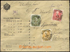 33979 - 1910 money letter for 1000 Koruna, with issue 1908, Mi.143,