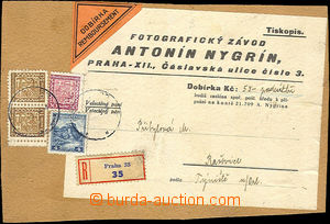 34053 - 1933 Castles address cut square from parcel sent as Registe