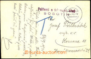 34062 - 1945 unfranked postcard with print line postmark Postal and