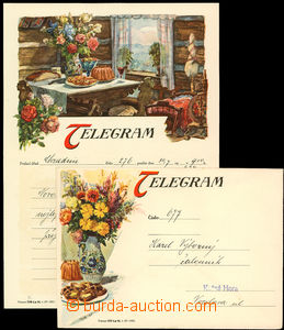 34076 - 1937 picture telegram bunch with bábovkou incl. envelope/-s