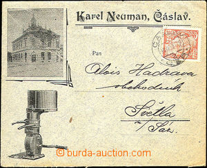 34087 - 1923 Charles Neuman, Čáslav - machine stamp. Terno, envelo