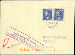 34114 - 1945 Reg letter franked with. stamps BOHEMIA-MORAVIA 2x 2,50