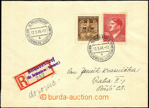 34116 - 1945 Reg letter from liberated Sudetenland, with BOHEMIA-MOR