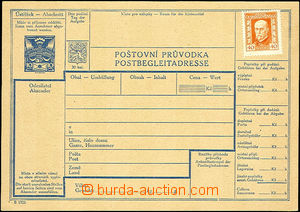 34139 - 1921 CPP8B, dispatch-note 10h Pigeon-issue, Czech - German v