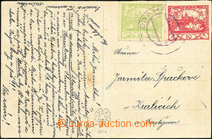 34141 - 1919 postcard i.a. franked by stmp 10h Hradčany red with pl