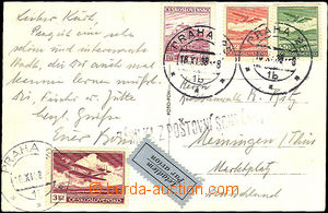 34149 - 1938 2 pcs of Ppc sent by air mail to England and Germany, f