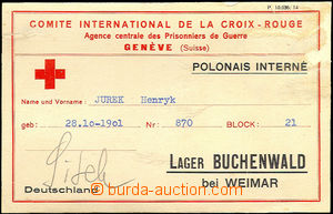 34161 - 1942? C.C. BUCHENWALD card Swiss of Red Cross with statemen