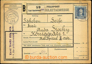 34253 - 1918 whole parcel card Field Post, with FP 80h Charles, CDS