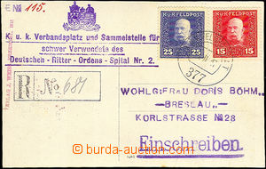 34256 - 1917 R sent postcard with FP 25h + 15h F.Josef, CDS FP 377/