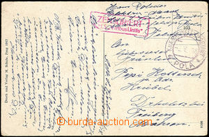 34270 - 1918 S.M.S. VIRIBIUS UNITIS, red censor framed pmk supplemen