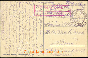 34271 - 1918 S.M.S. CUSTOZA violet censor framed pmk., supplemented