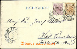 34306 - 1900 mixed franking stamp. 1h + 2 Kreuzer, CDS Chlumec nad C