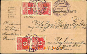 34322 - 1916 unfranked card burdened with postage-due 4 pcs stamp.