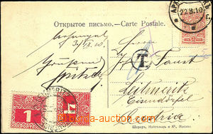 34341 - 1910 postcard sent from Russia insufficiently franked, burde