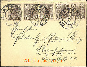 34343 - 1907 letter franked with. 5 multiple franking stamp. 2h, Mi.