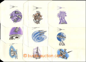 34362 - 1970? comp. 9 pcs of clear envelopes FDC with additional-pri