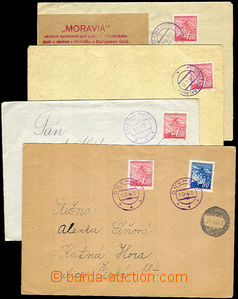 34376 - 1945 comp. 4 pcs of letters with provisory rubber cancel. wi