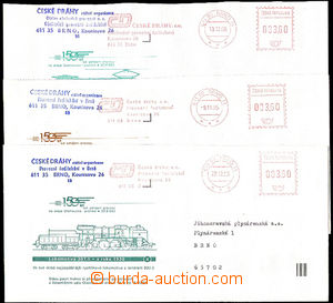 34382 - 1995-96 RAILWAYS 3 pcs of oblong envelopes Czech tracks wit